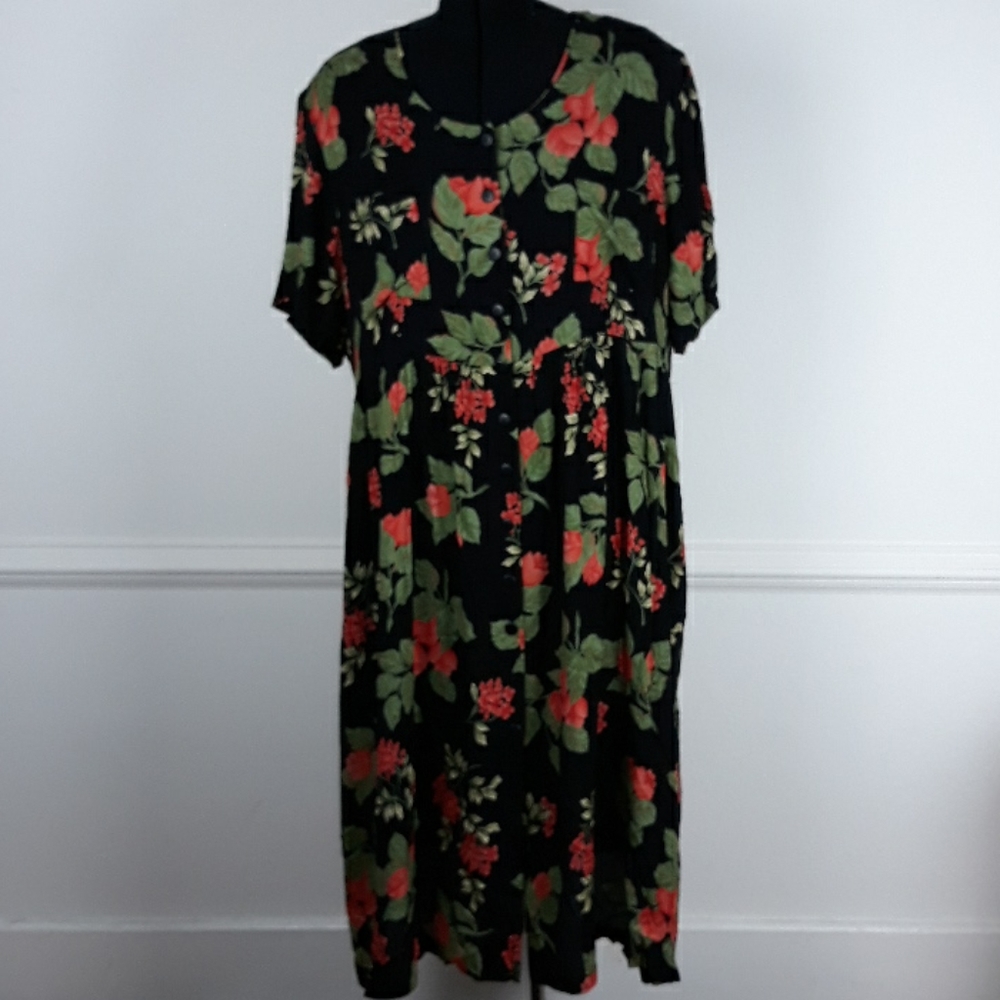 JAMIE BROOKE PLUS SIZE FLORAL MIDI DRESS